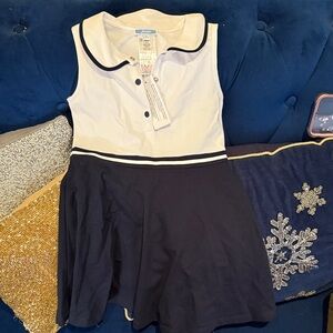 Jacadi Paris Navy and White Sleeveless Sailor Dress